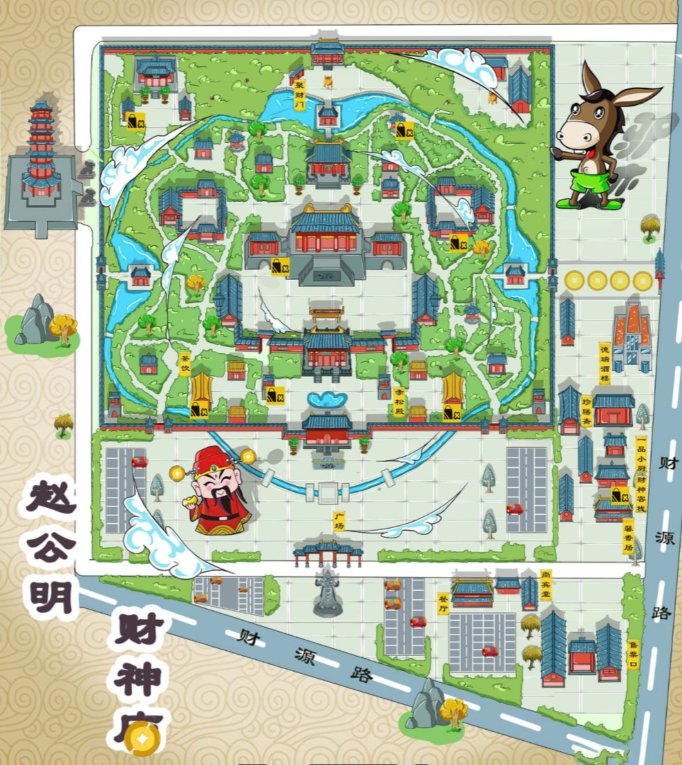 万州寺庙类手绘地图